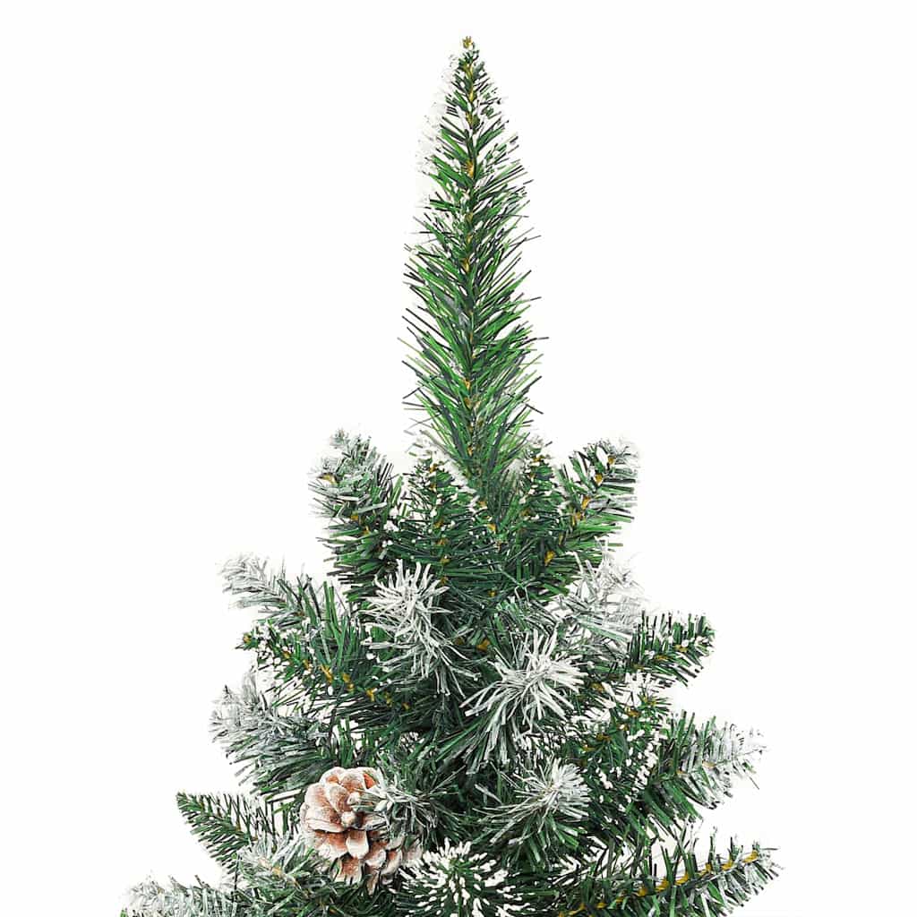 Albero di Natale Artificiale Sottile Verde e Bianco 120 cm