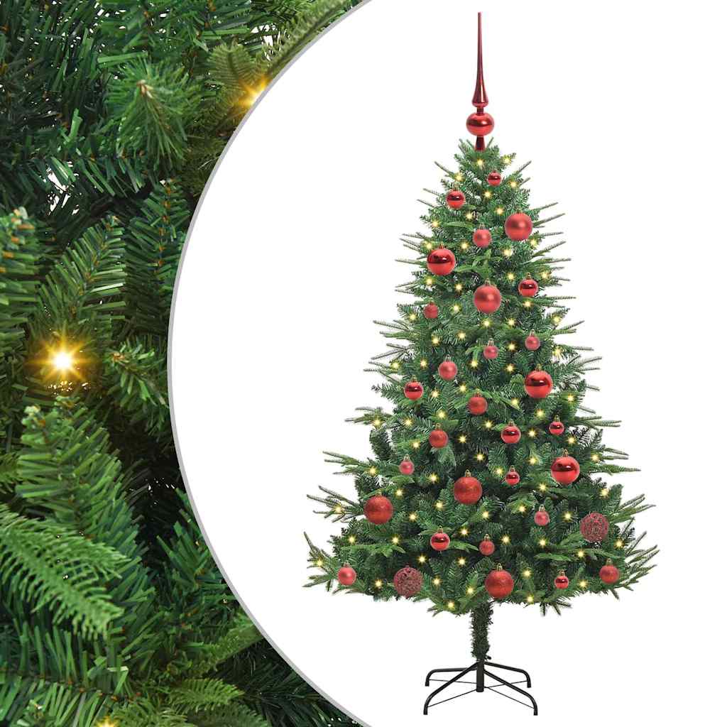 Albero di Natale Artificiale Pre-illuminato con Set di Palline