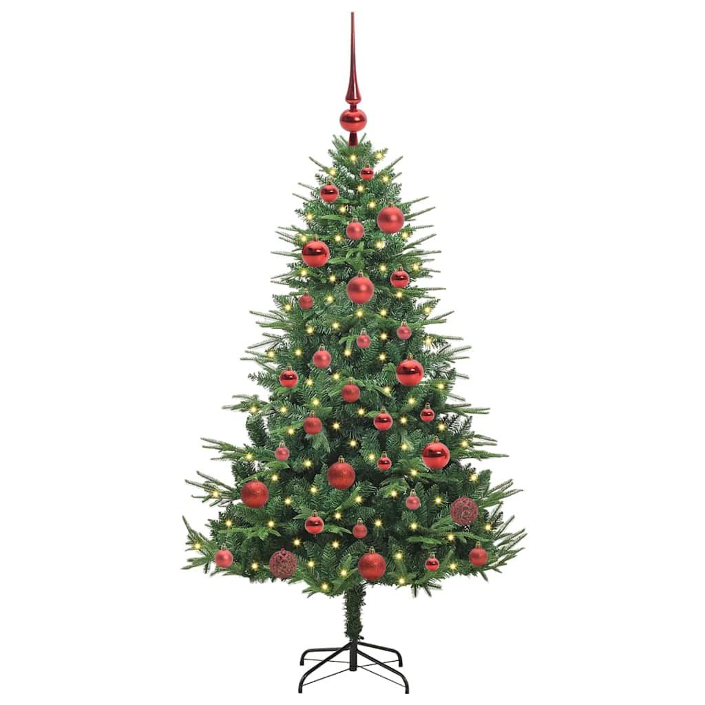 Albero di Natale Artificiale Pre-illuminato con Set di Palline