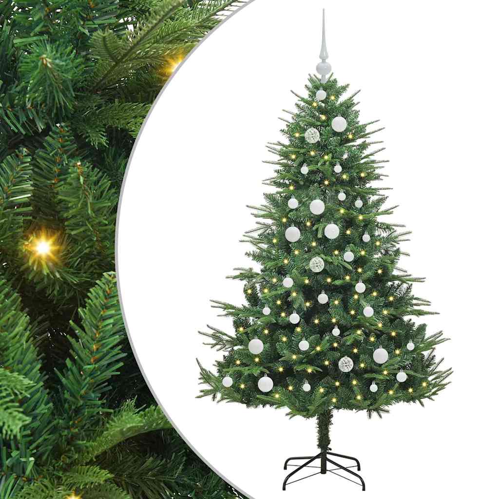 Albero di Natale Artificiale Pre-illuminato con Set di Palline