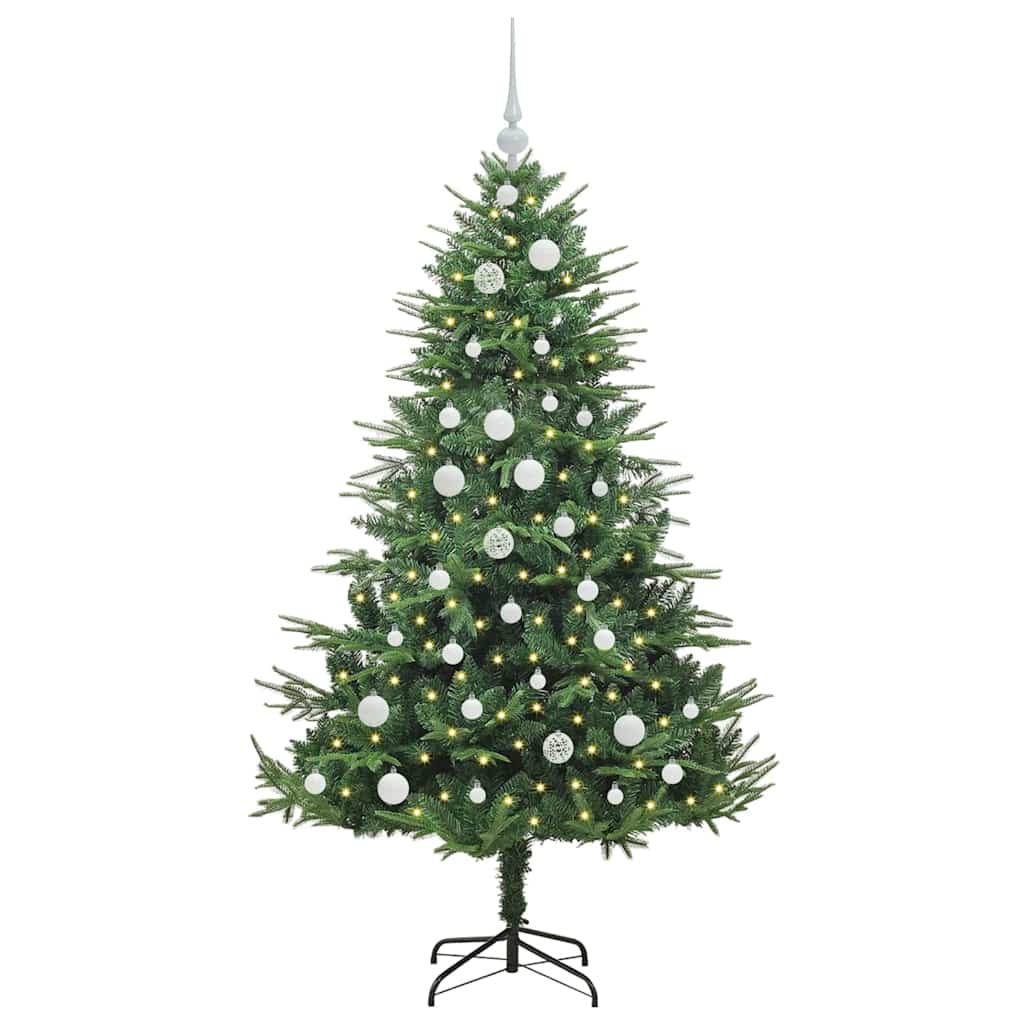 Albero di Natale Artificiale Pre-illuminato con Set di Palline