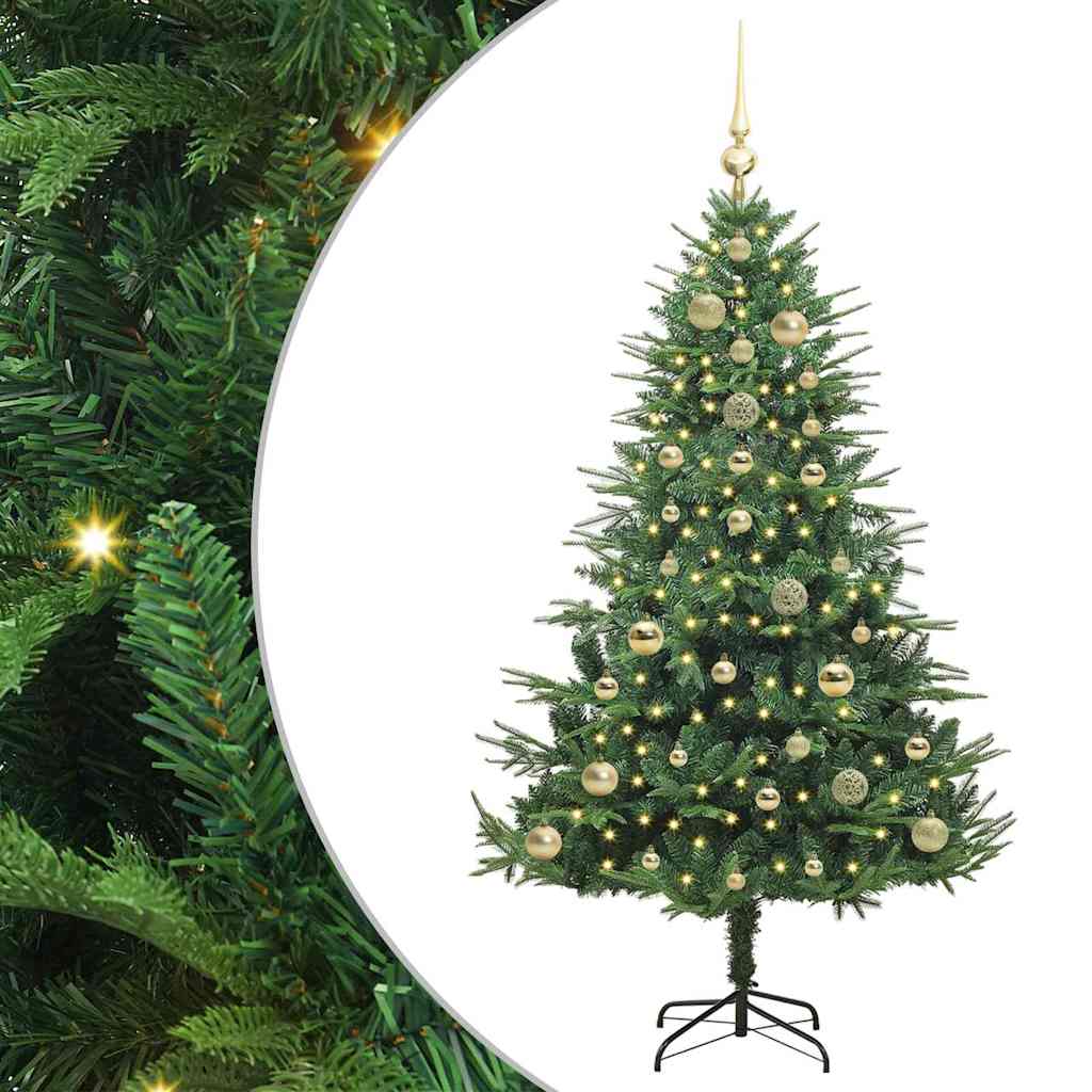 Albero di Natale Artificiale Pre-illuminato con Set di Palline