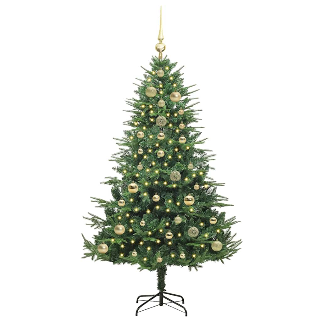 Albero di Natale Artificiale Pre-illuminato con Set di Palline