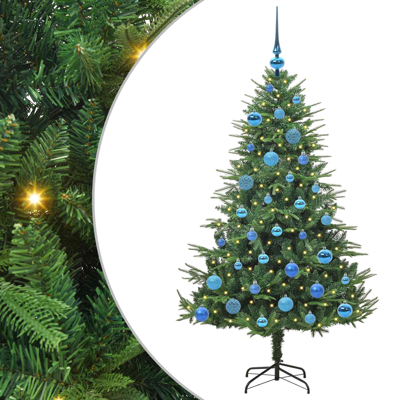 Albero di Natale Artificiale Pre-illuminato con Set di Palline
