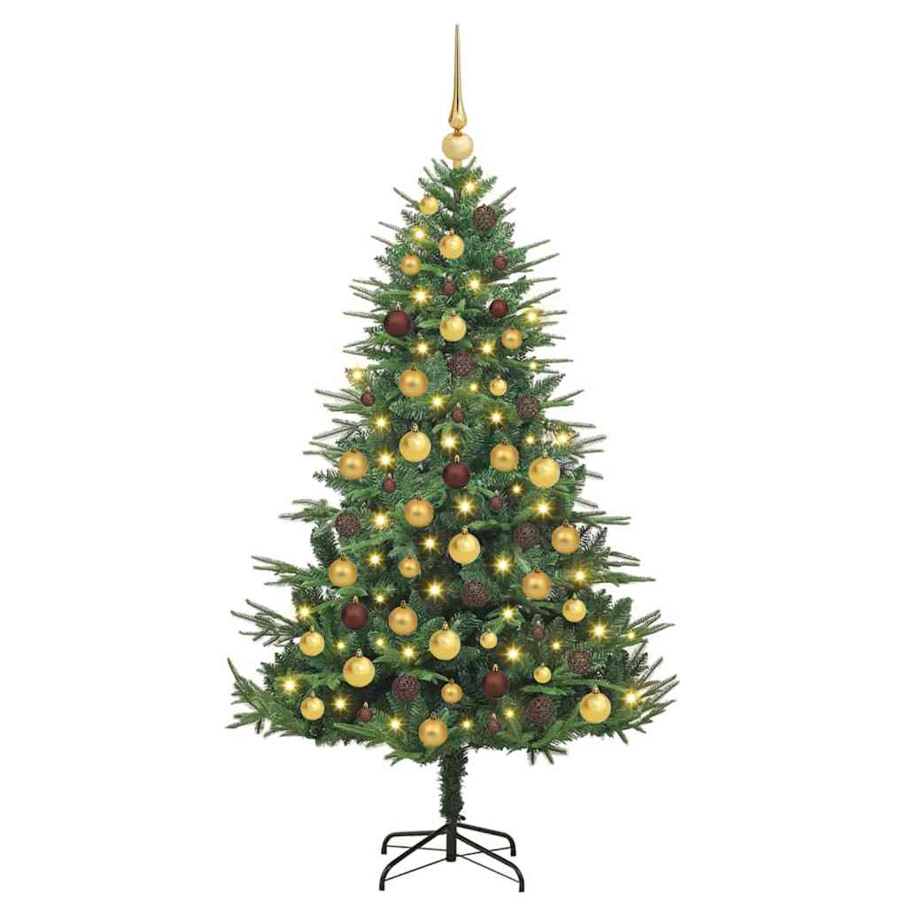 Albero di Natale Artificiale Pre-illuminato con Set di Palline