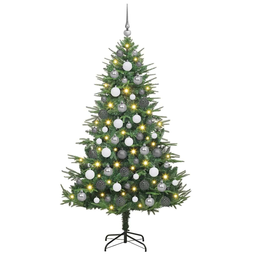 Albero di Natale Artificiale Pre-illuminato con Set di Palline