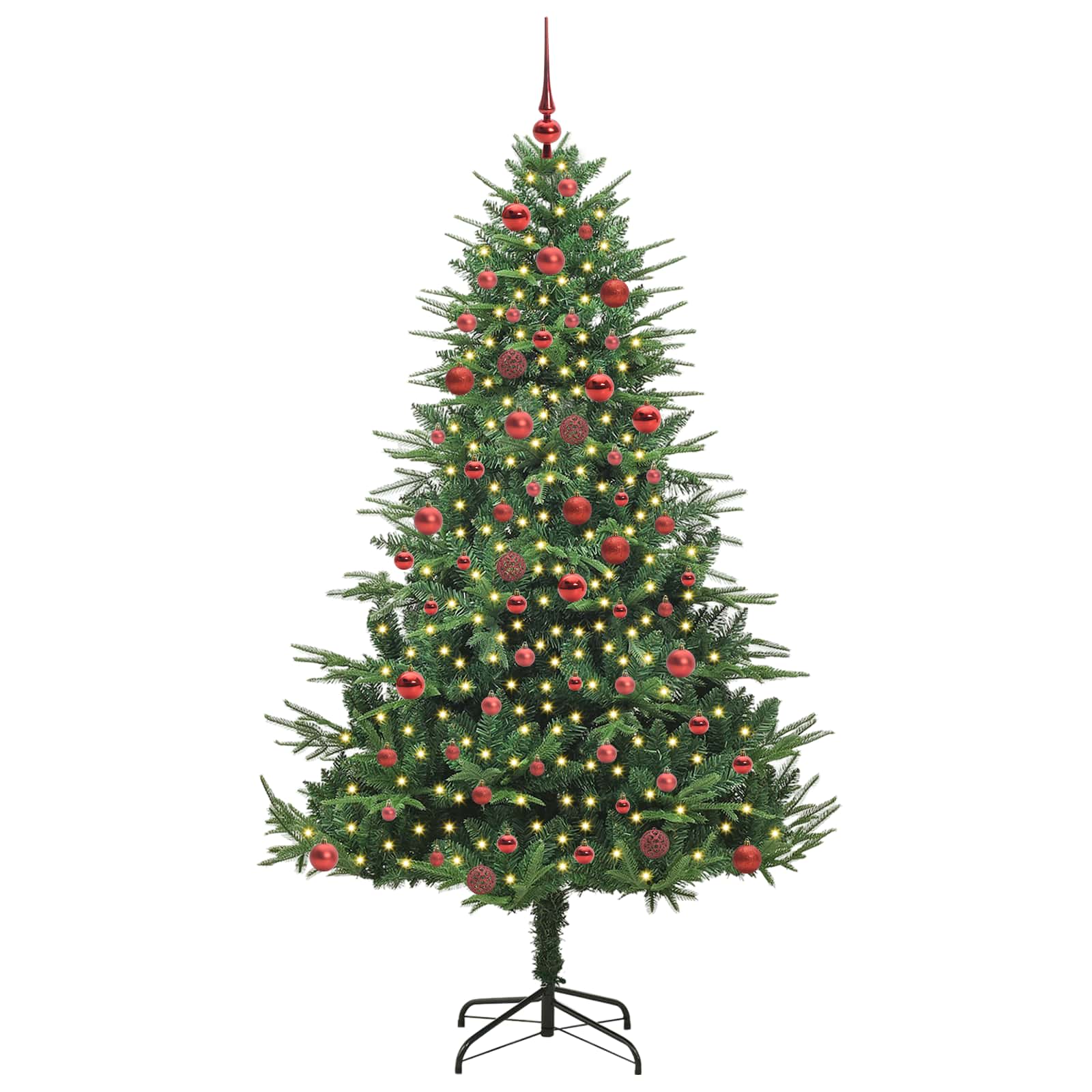 Albero di Natale Artificiale Pre-illuminato con Set di Palline