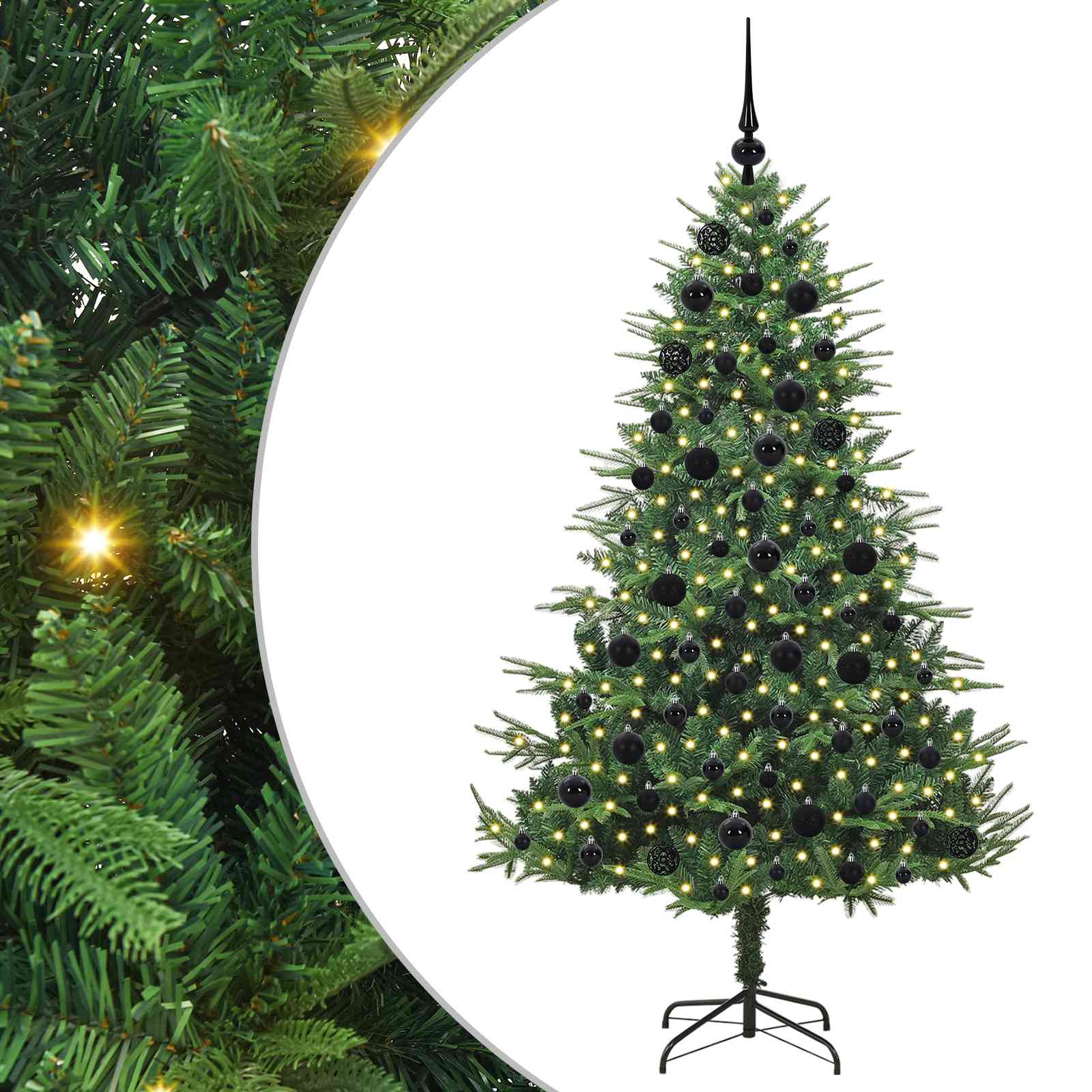 Albero di Natale Artificiale Pre-illuminato con Set di Palline