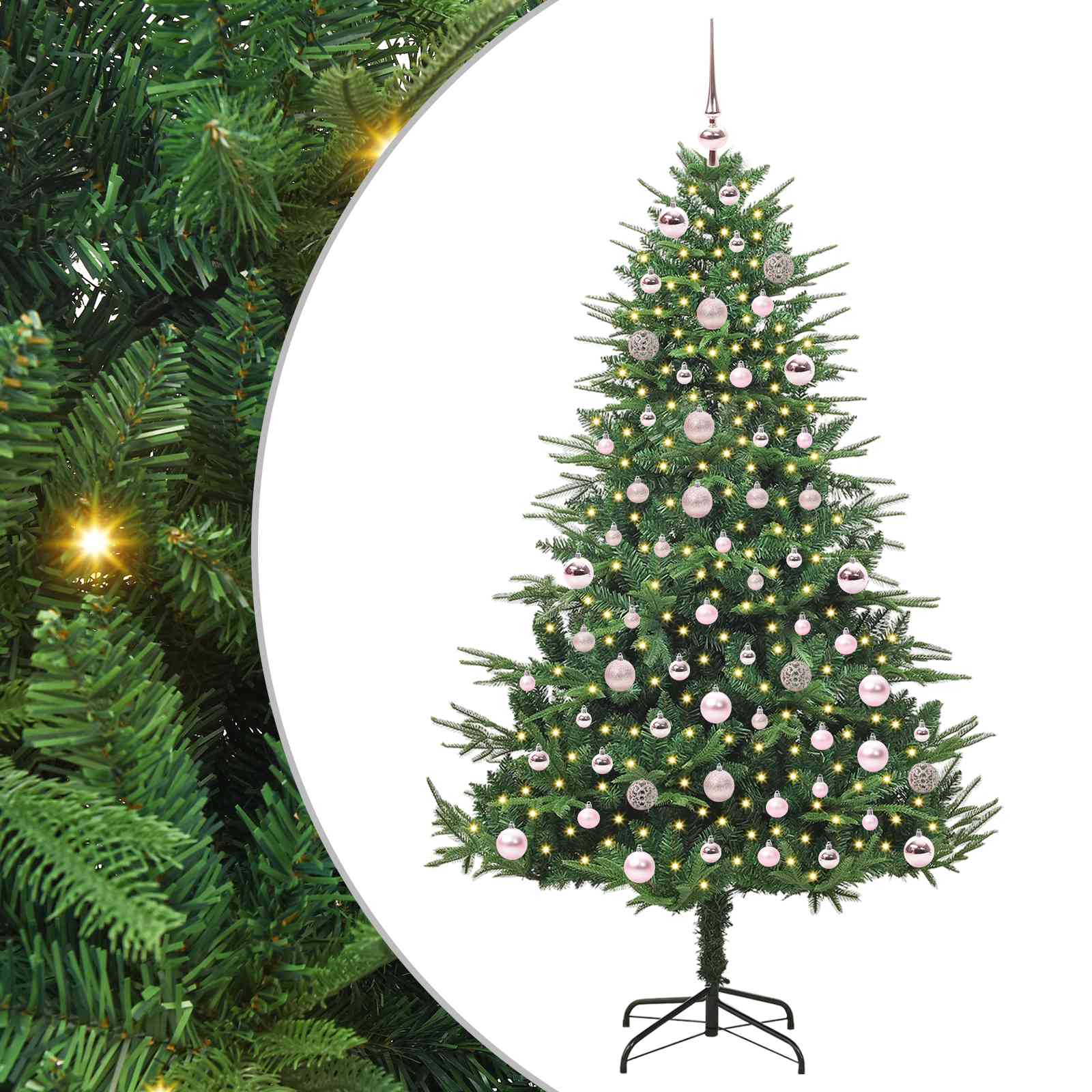Albero di Natale Artificiale Pre-illuminato con Set di Palline