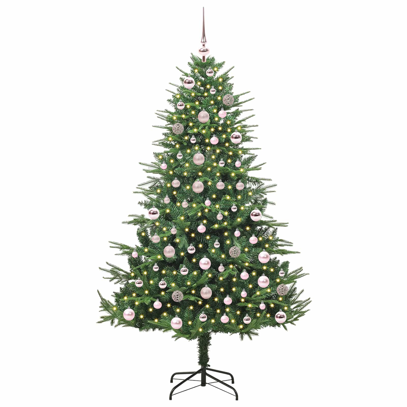 Albero di Natale Artificiale Pre-illuminato con Set di Palline