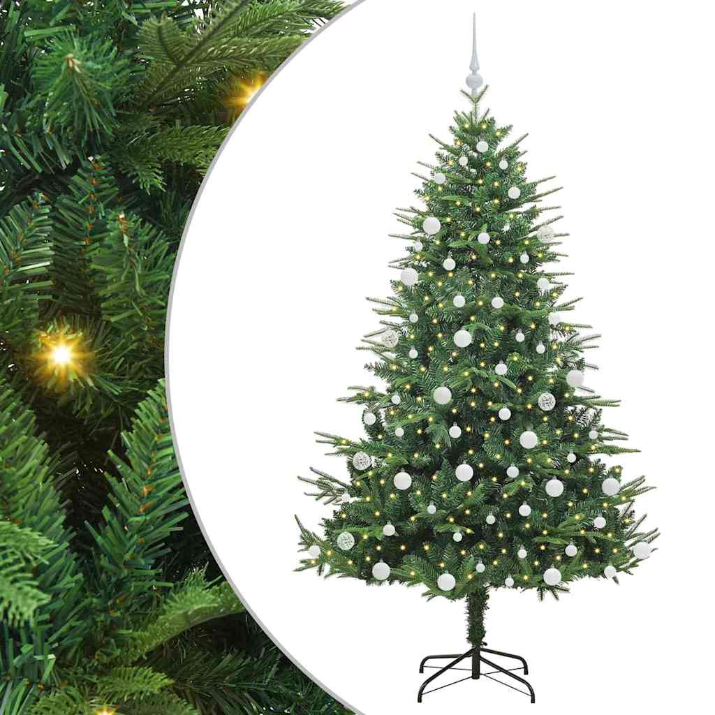 Albero di Natale Artificiale Pre-illuminato con Set di Palline