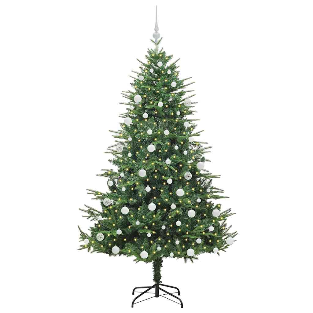 Albero di Natale Artificiale Pre-illuminato con Set di Palline