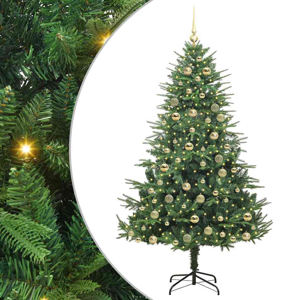 Albero di Natale Artificiale Pre-illuminato con Set di Palline