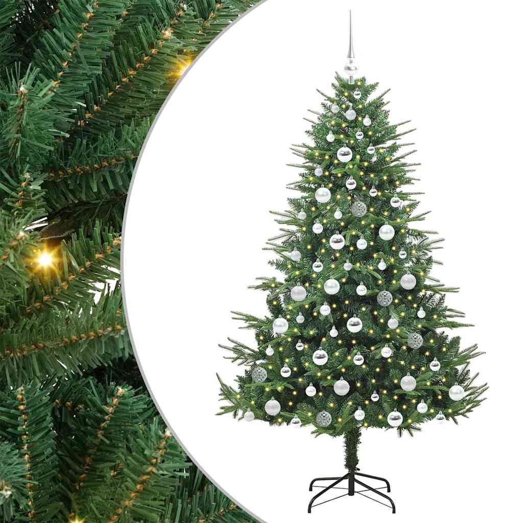 Albero di Natale Artificiale Pre-illuminato con Set di Palline