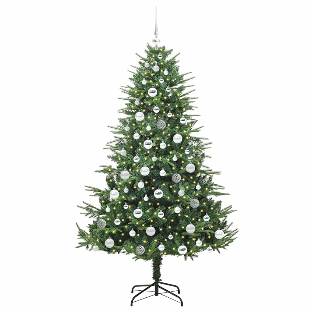 Albero di Natale Artificiale Pre-illuminato con Set di Palline