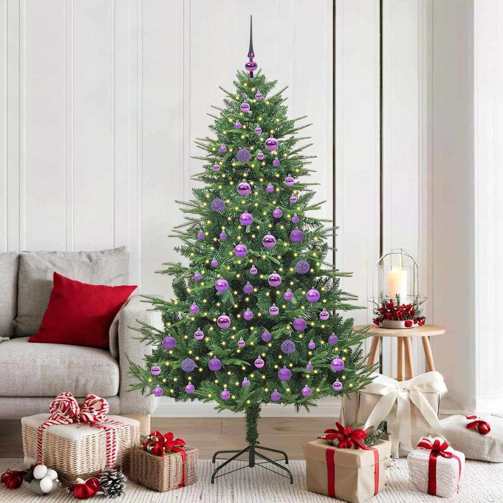 Albero di Natale Artificiale Pre-illuminato con Set di Palline