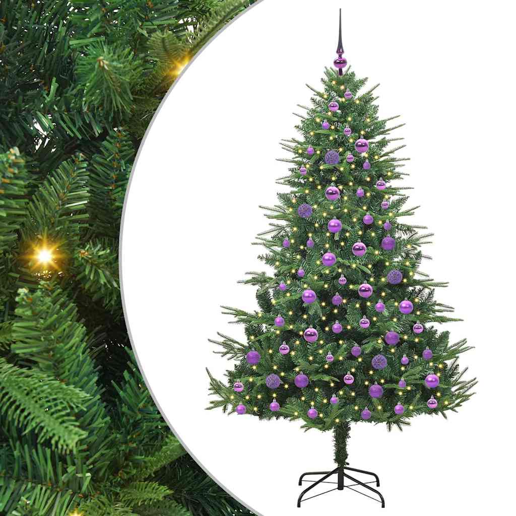 Albero di Natale Artificiale Pre-illuminato con Set di Palline