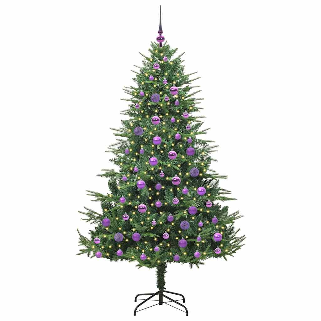 Albero di Natale Artificiale Pre-illuminato con Set di Palline