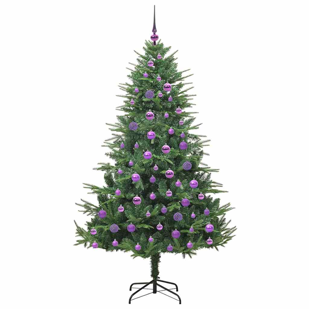 Albero di Natale Artificiale Pre-illuminato con Set di Palline