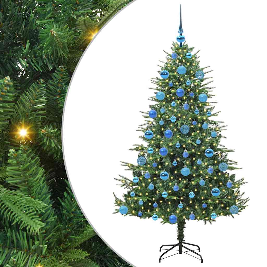 Albero di Natale Artificiale Pre-illuminato con Set di Palline