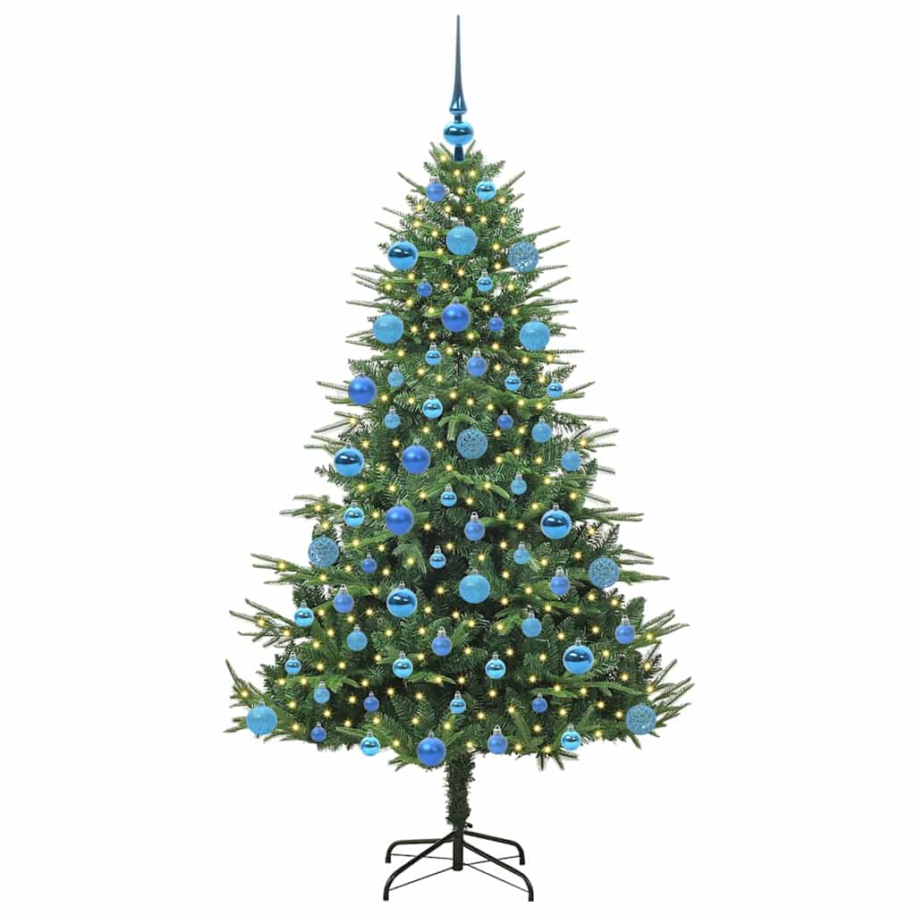 Albero di Natale Artificiale Pre-illuminato con Set di Palline