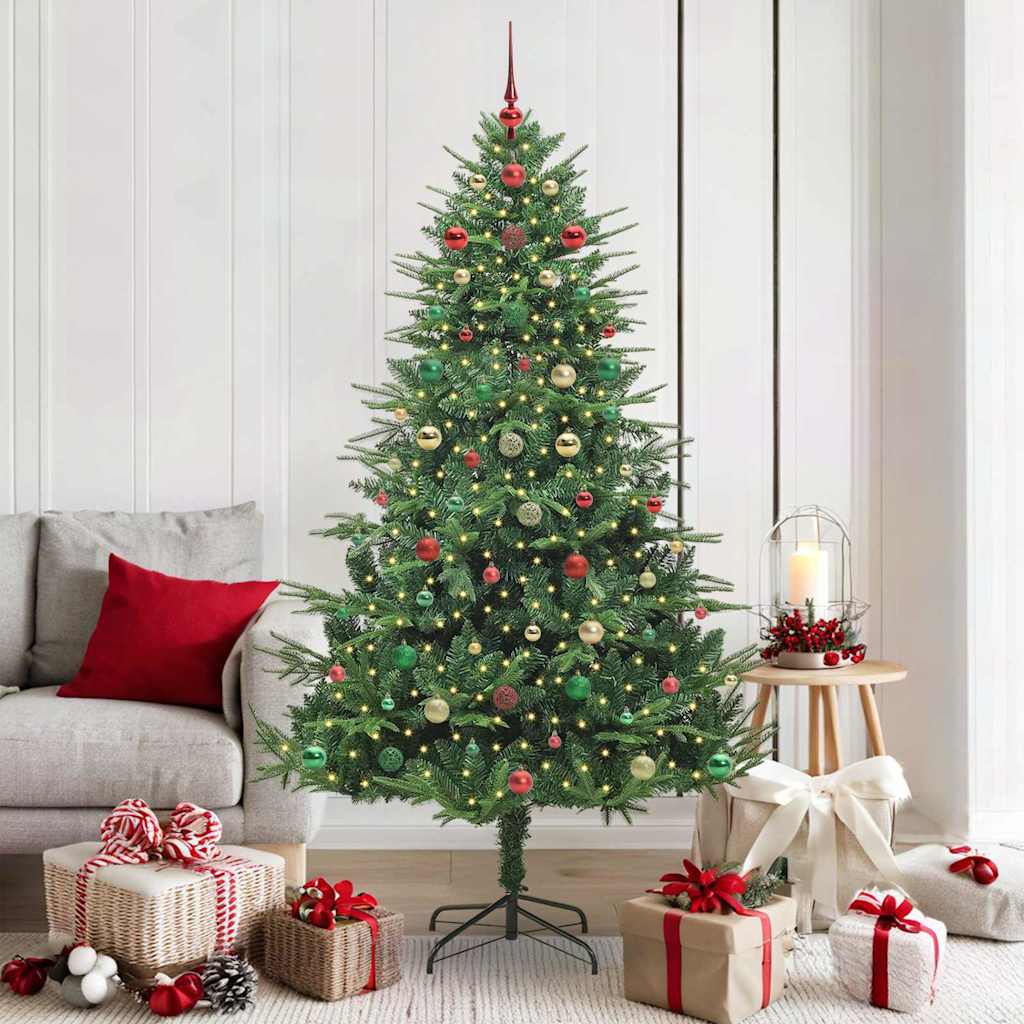 Albero di Natale Artificiale Pre-illuminato con Set di Palline