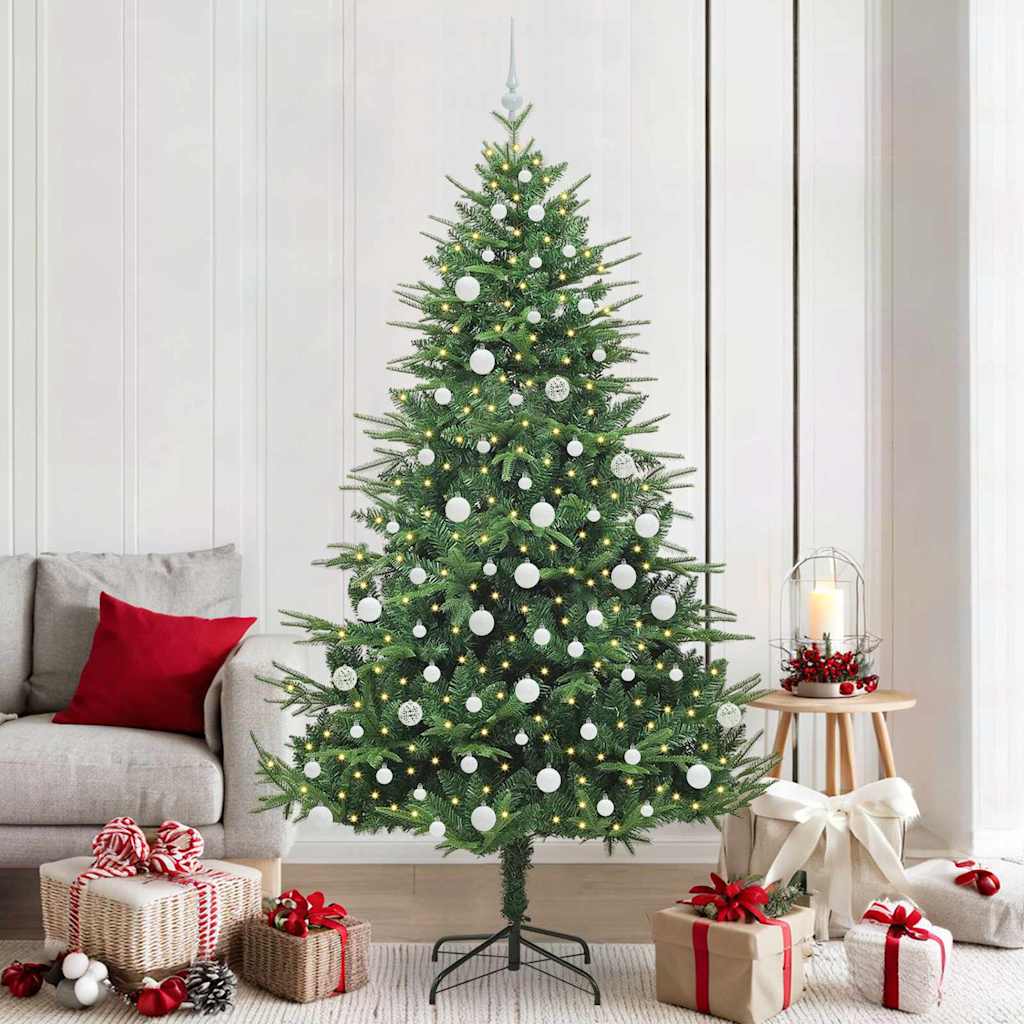 Albero di Natale Artificiale Pre-illuminato con Set di Palline