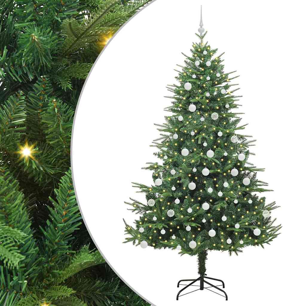 Albero di Natale Artificiale Pre-illuminato con Set di Palline