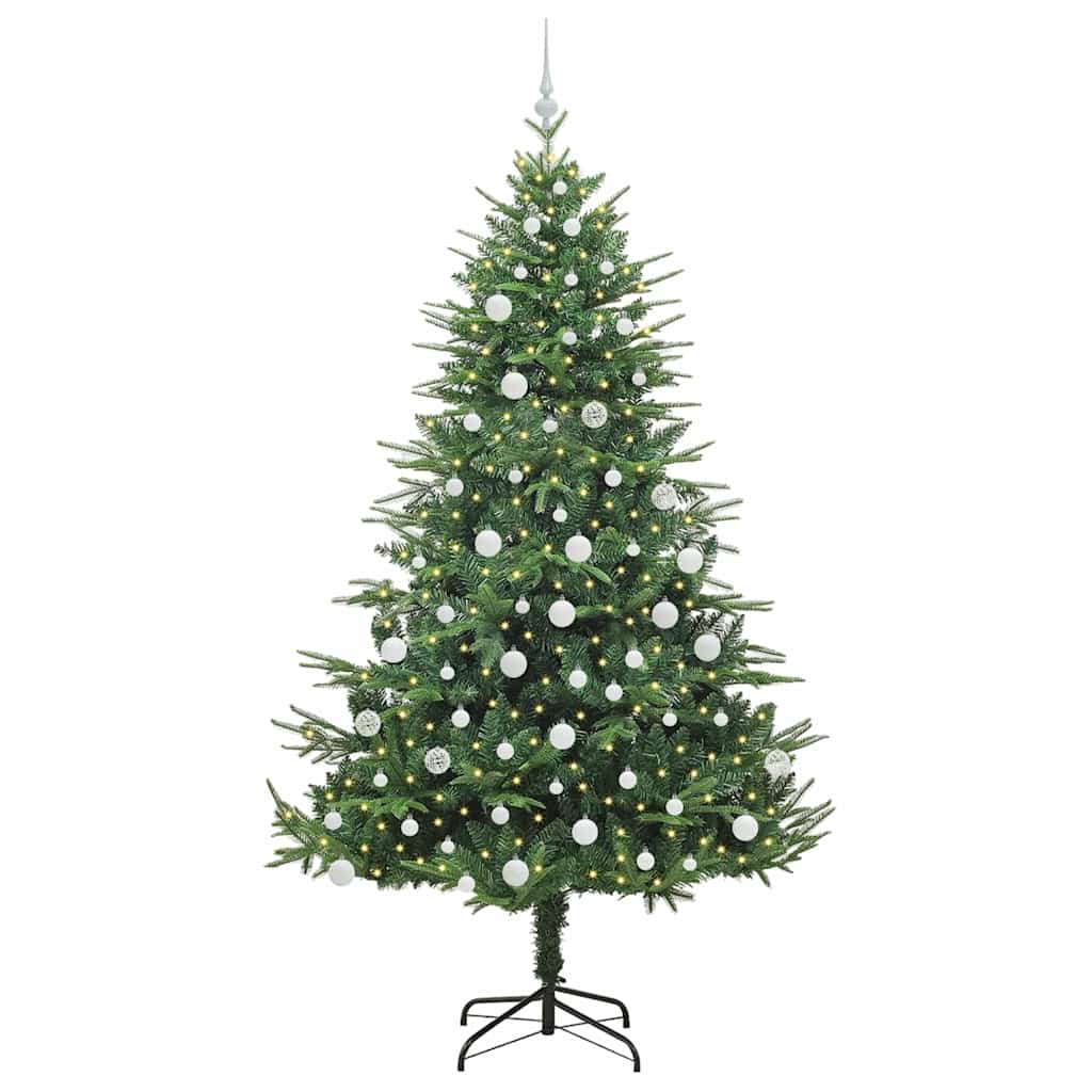 Albero di Natale Artificiale Pre-illuminato con Set di Palline