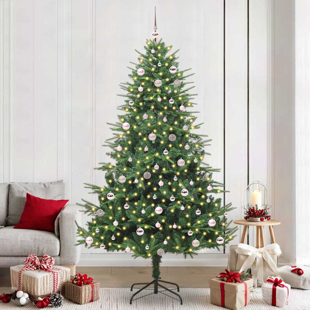 Albero di Natale Artificiale Pre-illuminato con Set di Palline