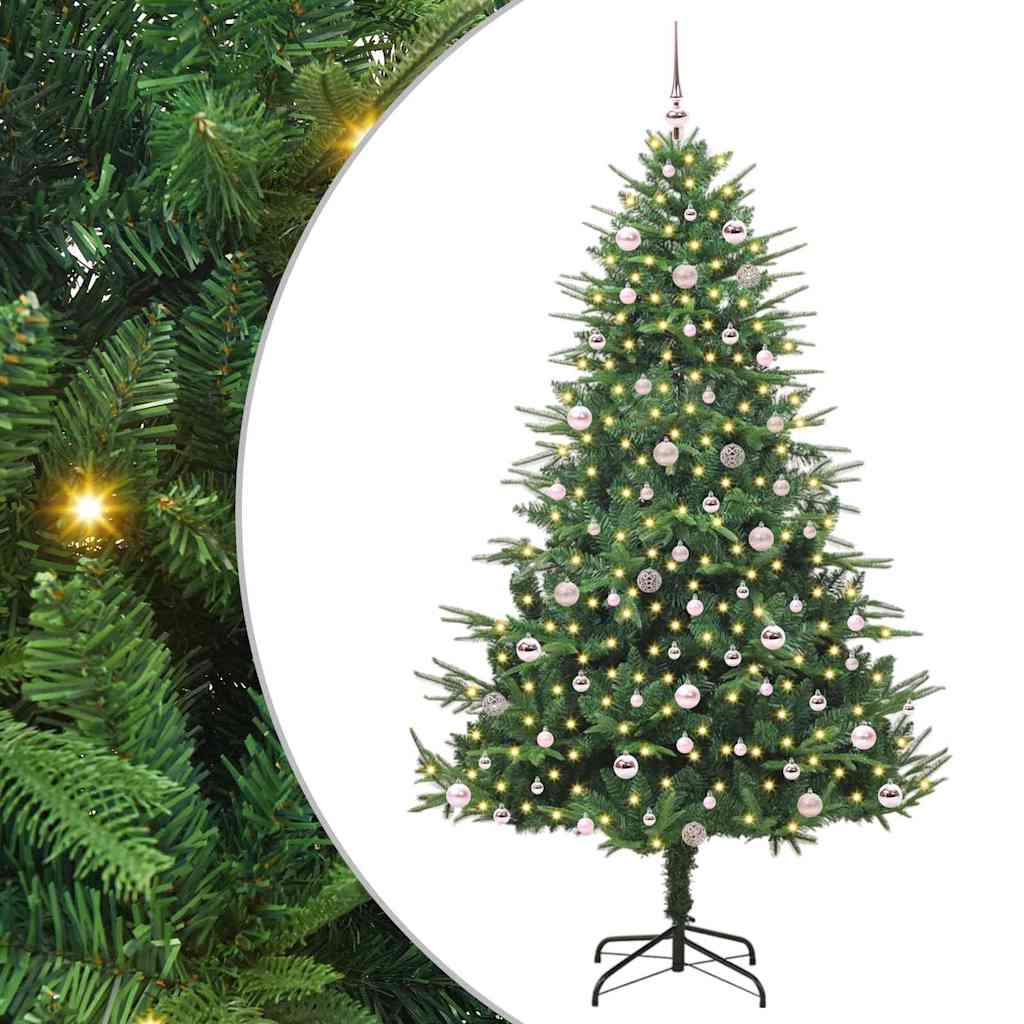 Albero di Natale Artificiale Pre-illuminato con Set di Palline