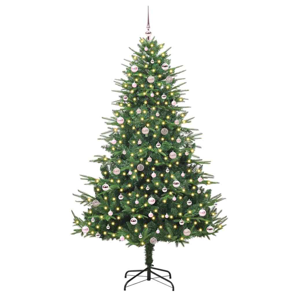 Albero di Natale Artificiale Pre-illuminato con Set di Palline