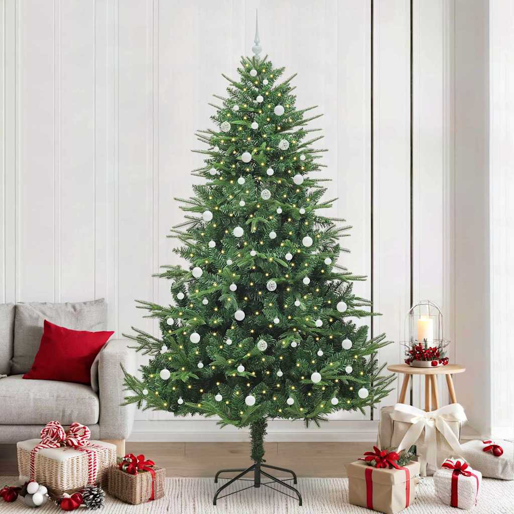 Albero di Natale Artificiale Pre-illuminato con Set di Palline