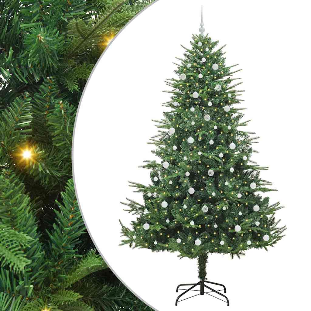 Albero di Natale Artificiale Pre-illuminato con Set di Palline