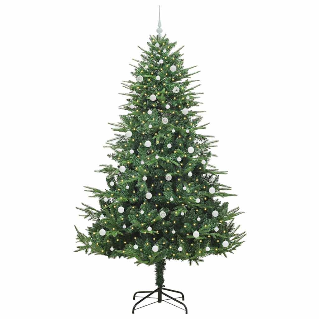 Albero di Natale Artificiale Pre-illuminato con Set di Palline