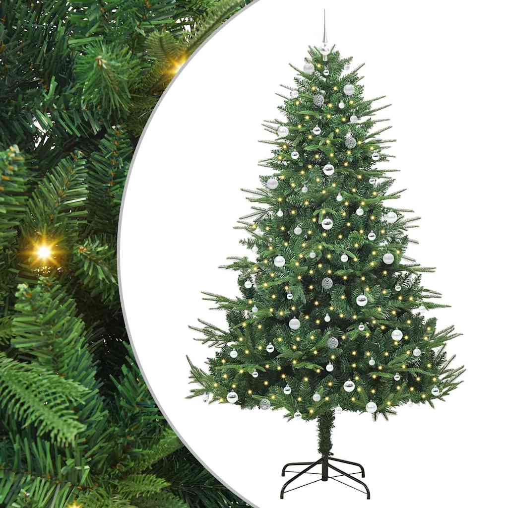 Albero di Natale Artificiale Pre-illuminato con Set di Palline