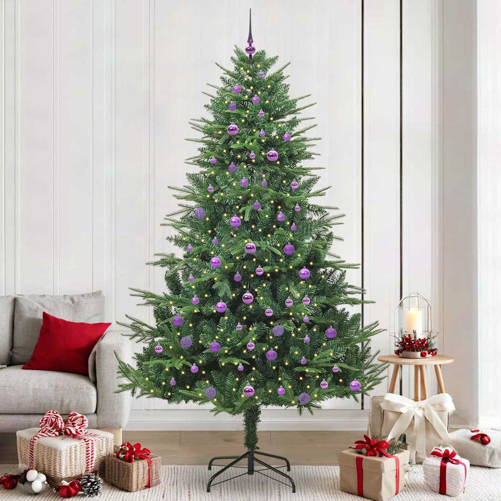 Albero di Natale Artificiale Pre-illuminato con Set di Palline