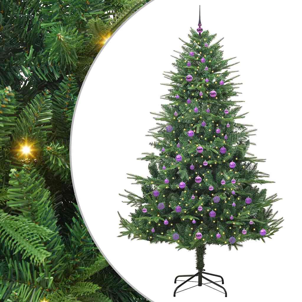 Albero di Natale Artificiale Pre-illuminato con Set di Palline
