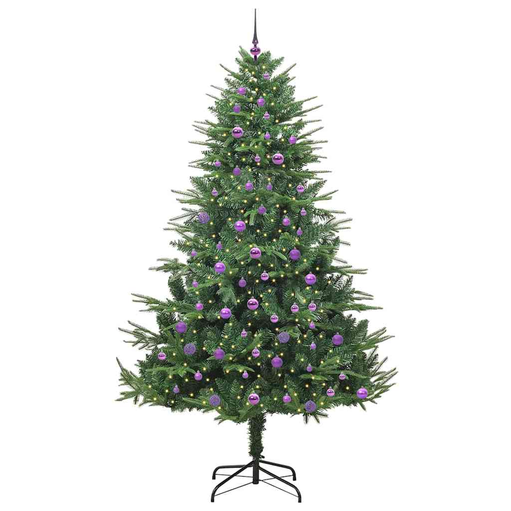 Albero di Natale Artificiale Pre-illuminato con Set di Palline