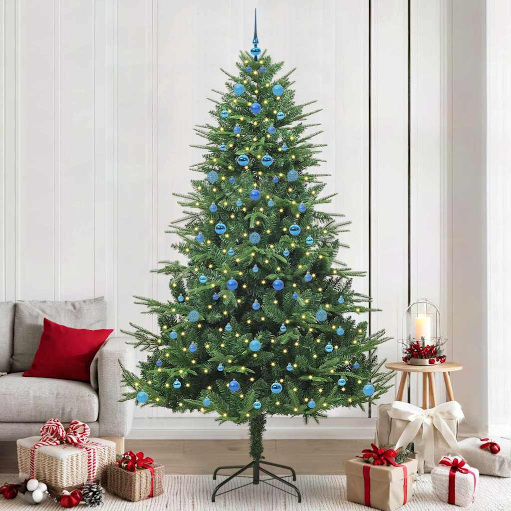 Albero di Natale Artificiale Pre-illuminato con Set di Palline