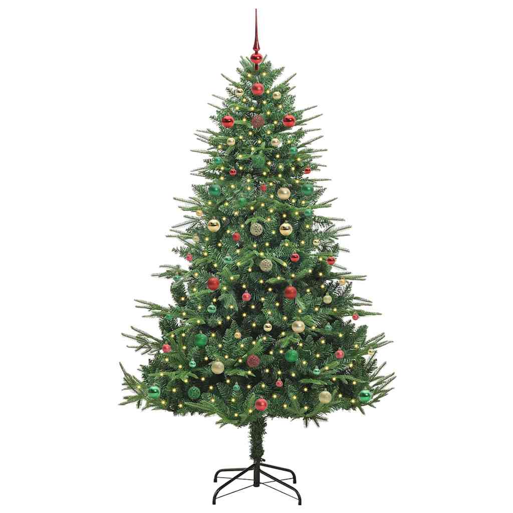 Albero di Natale Artificiale Pre-illuminato con Set di Palline