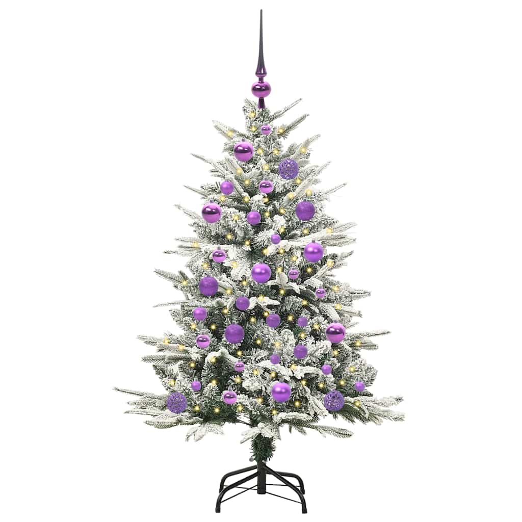 Albero di Natale Artificiale Pre-illuminato con Set di Palline