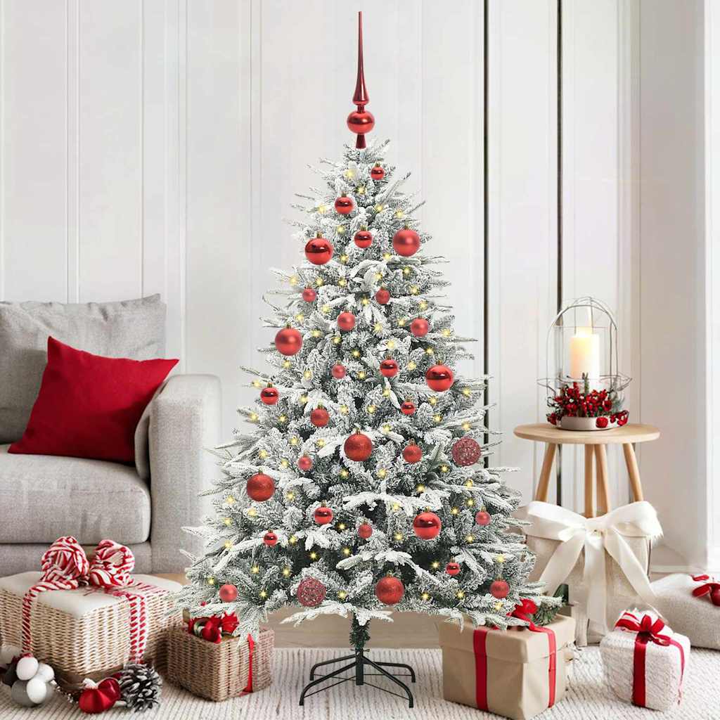Albero di Natale Artificiale Pre-illuminato con Set di Palline