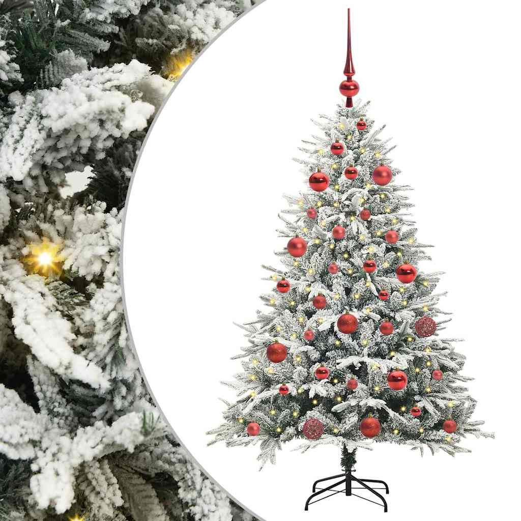 Albero di Natale Artificiale Pre-illuminato con Set di Palline