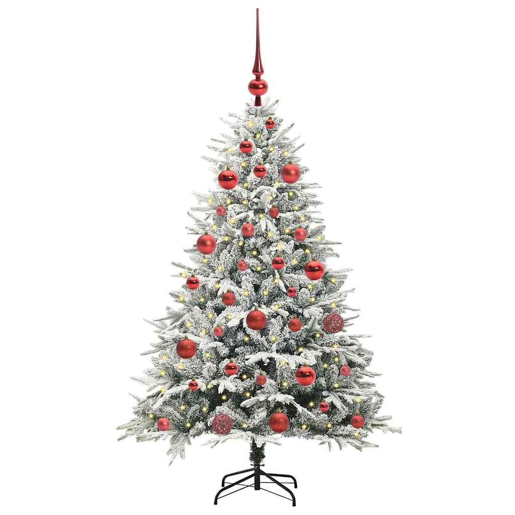 Albero di Natale Artificiale Pre-illuminato con Set di Palline