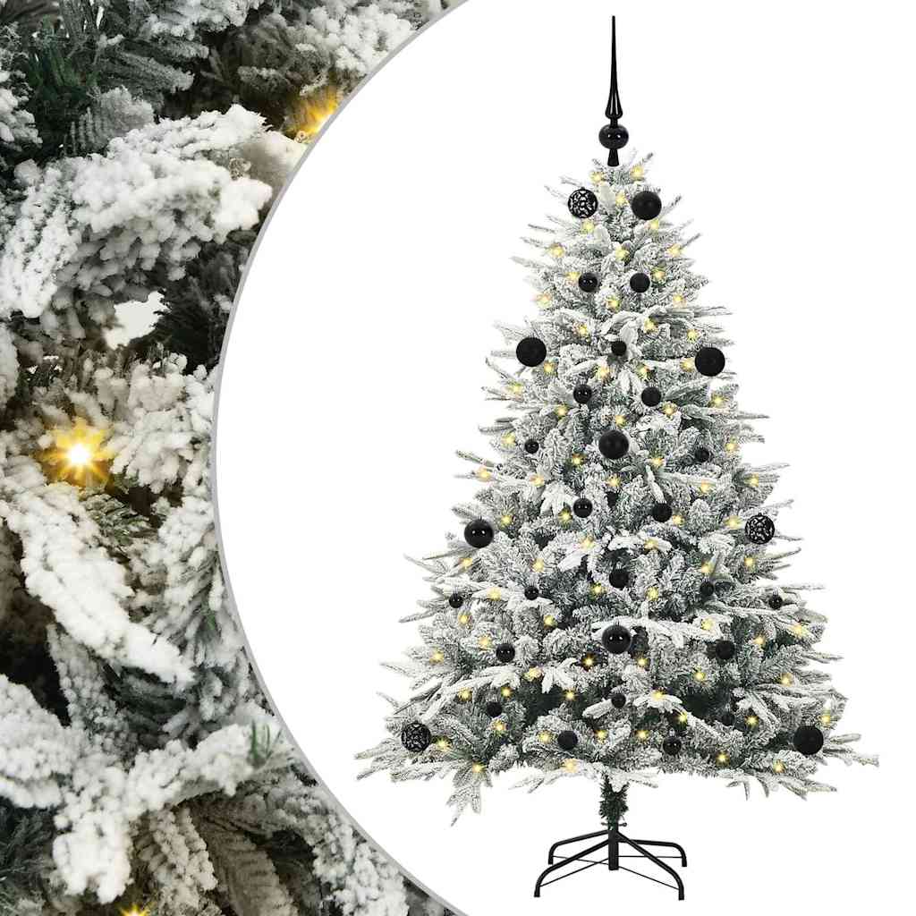Albero di Natale Artificiale Pre-illuminato con Set di Palline