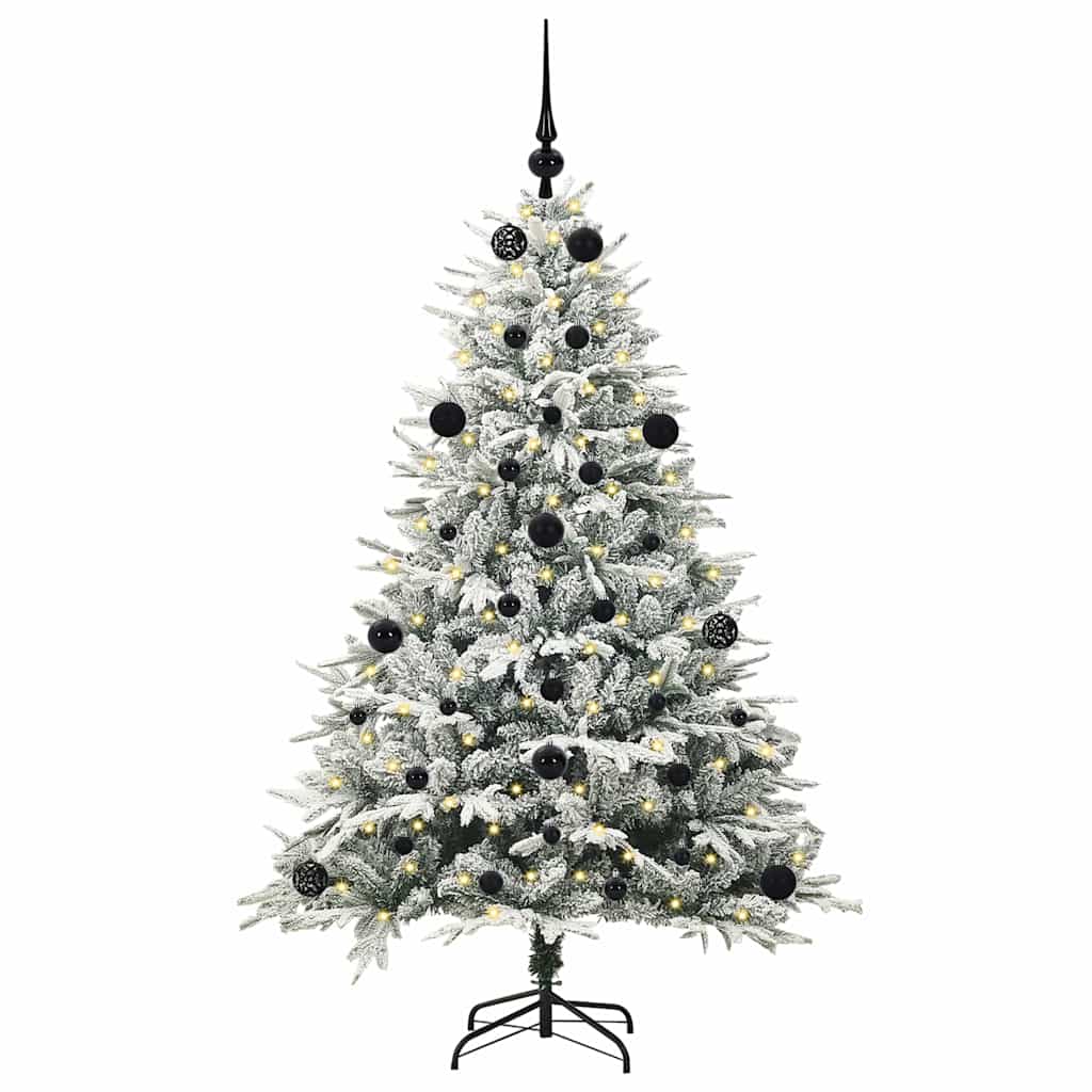 Albero di Natale Artificiale Pre-illuminato con Set di Palline