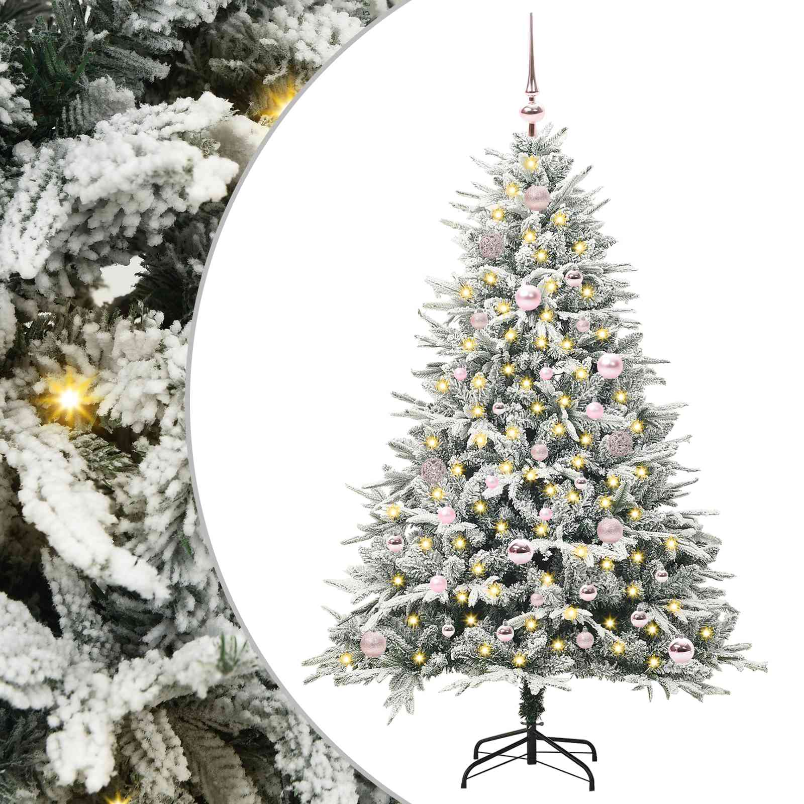 Albero di Natale Artificiale Pre-illuminato con Set di Palline