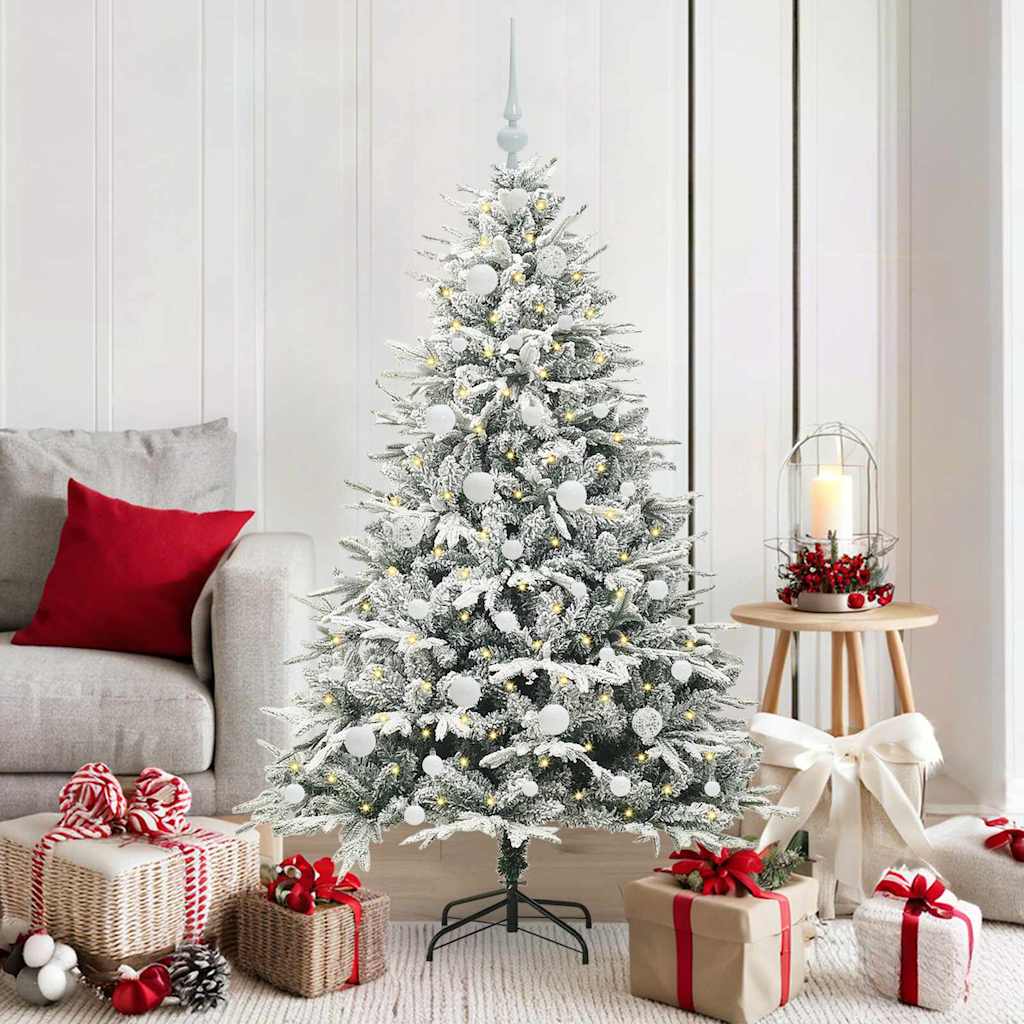 Albero di Natale Artificiale Pre-illuminato con Set di Palline