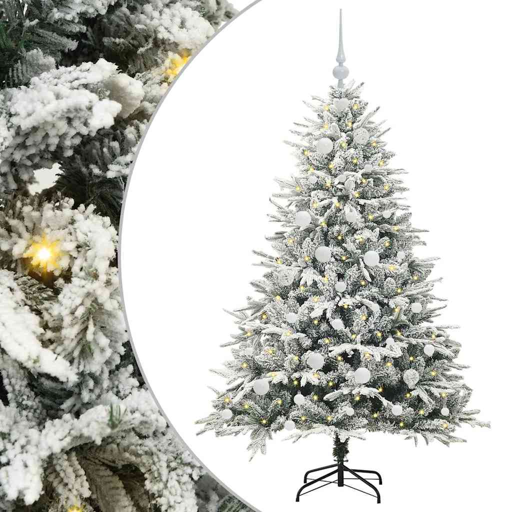 Albero di Natale Artificiale Pre-illuminato con Set di Palline